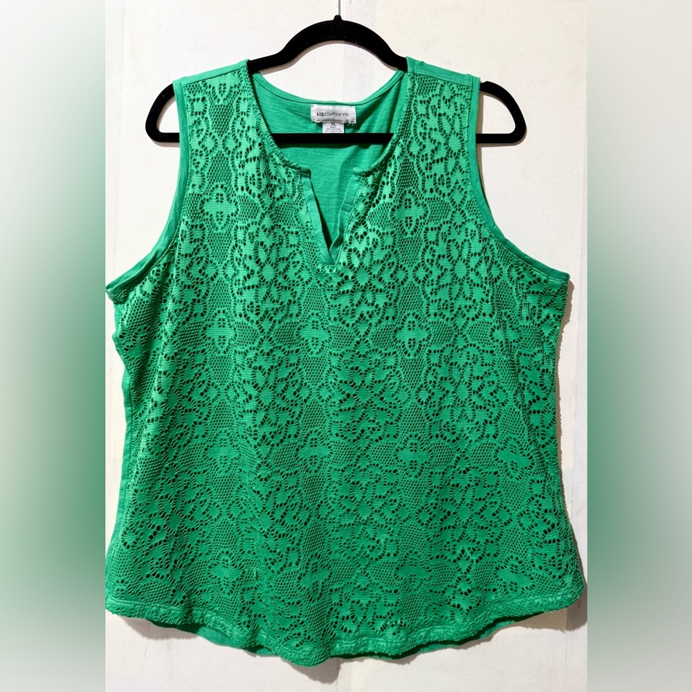 Liz Claiborne Emerald Lace Front Knit Tank Top